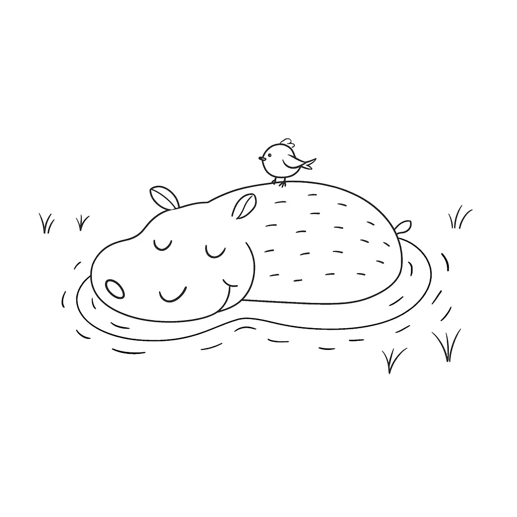 Hippopotamus Coloring Pages – 007