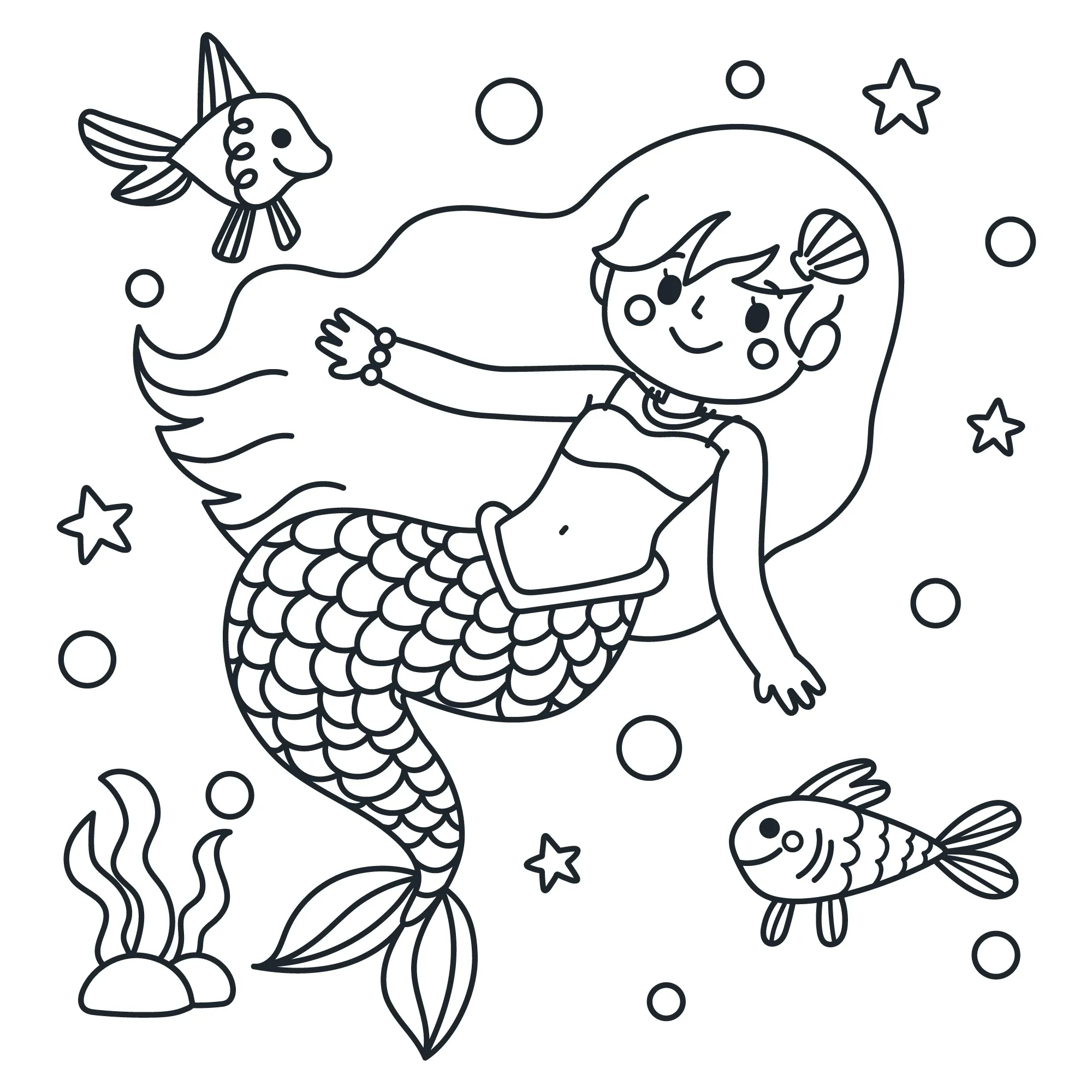 Mermaid Coloring Pages – 010