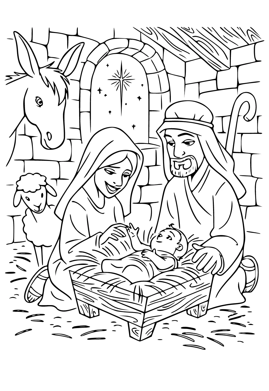Nativity Scene Coloring Pages – 010